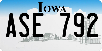 IA license plate ASE792
