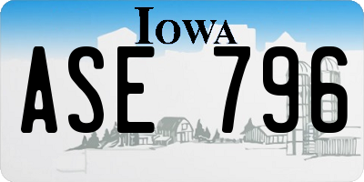 IA license plate ASE796