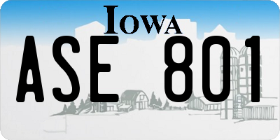 IA license plate ASE801