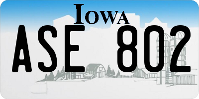 IA license plate ASE802