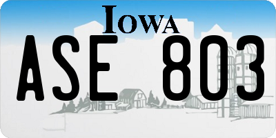 IA license plate ASE803