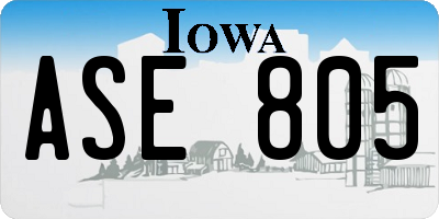 IA license plate ASE805