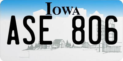 IA license plate ASE806