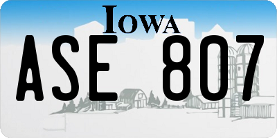 IA license plate ASE807