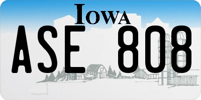 IA license plate ASE808