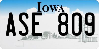 IA license plate ASE809