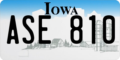 IA license plate ASE810