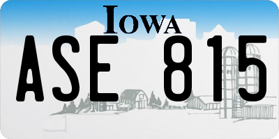 IA license plate ASE815