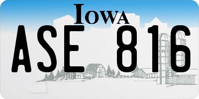 IA license plate ASE816