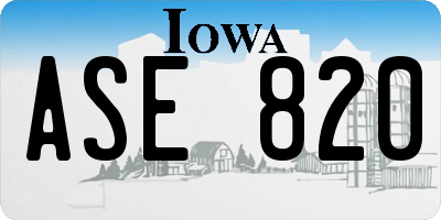 IA license plate ASE820