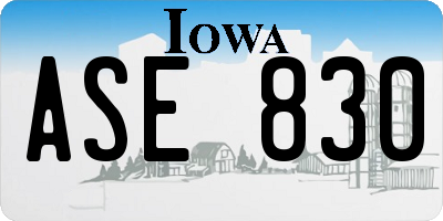 IA license plate ASE830