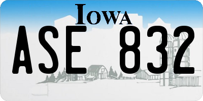 IA license plate ASE832
