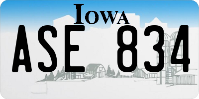 IA license plate ASE834