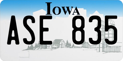 IA license plate ASE835