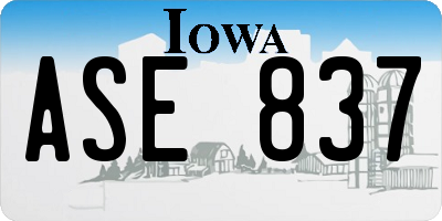 IA license plate ASE837