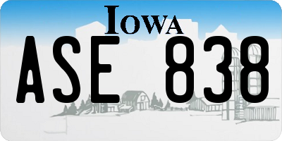 IA license plate ASE838
