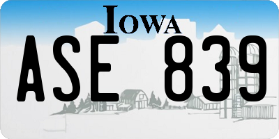 IA license plate ASE839