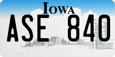 IA license plate ASE840