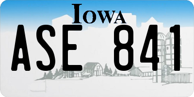 IA license plate ASE841