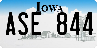 IA license plate ASE844