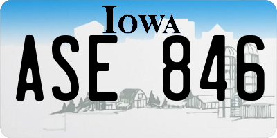 IA license plate ASE846