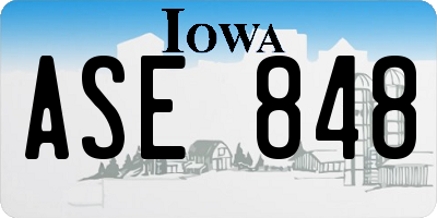 IA license plate ASE848