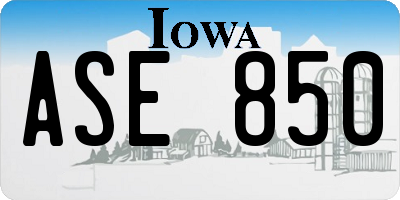 IA license plate ASE850