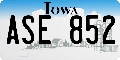 IA license plate ASE852