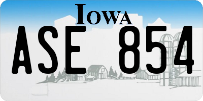 IA license plate ASE854