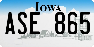 IA license plate ASE865