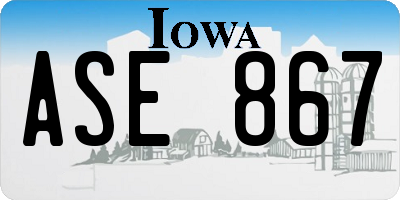 IA license plate ASE867