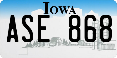 IA license plate ASE868
