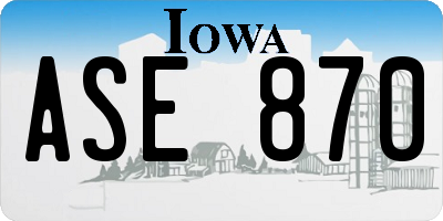 IA license plate ASE870