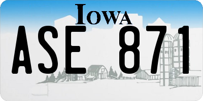 IA license plate ASE871