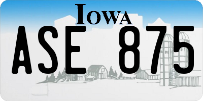 IA license plate ASE875