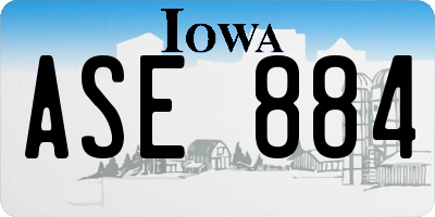 IA license plate ASE884