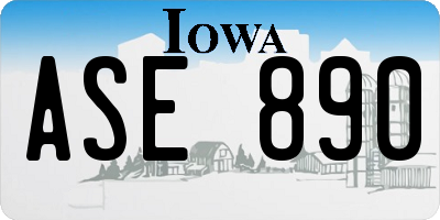 IA license plate ASE890
