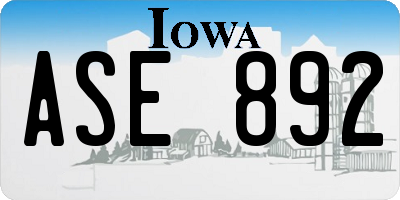 IA license plate ASE892
