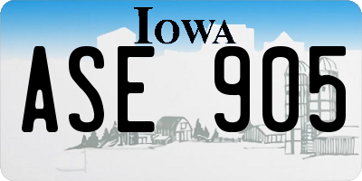 IA license plate ASE905