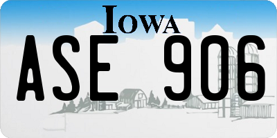 IA license plate ASE906