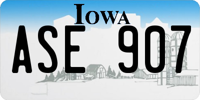 IA license plate ASE907