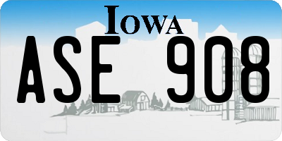 IA license plate ASE908