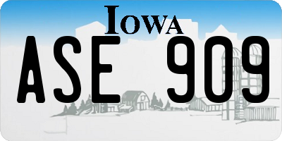 IA license plate ASE909