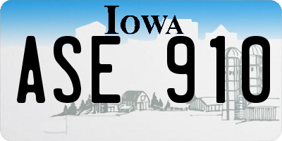 IA license plate ASE910