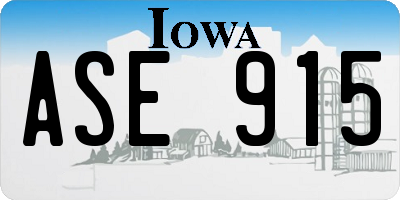 IA license plate ASE915