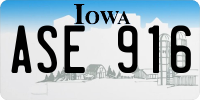 IA license plate ASE916