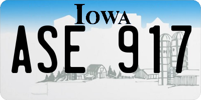 IA license plate ASE917