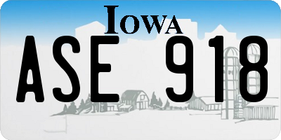 IA license plate ASE918