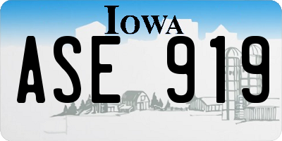 IA license plate ASE919