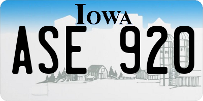 IA license plate ASE920